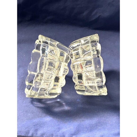 Vintage Pressed Crystal Votive Candle Holders Set of 2 Heavy Scalloped Clear - Picture 4 of 8